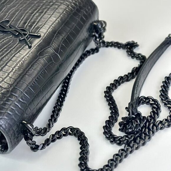 Yves Saint Laurent Black Crocodile Leather Sunset Shoulder Bag Crossbody - Picture 8 of 10
